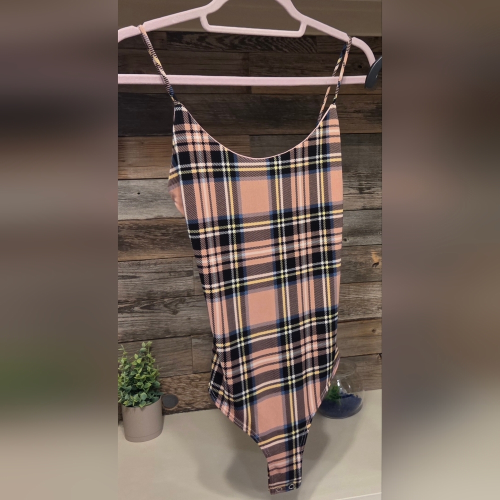 Dainty Hooligan Plaid Thong Bodysuit- Multi Color!! - Picture 2 of 6